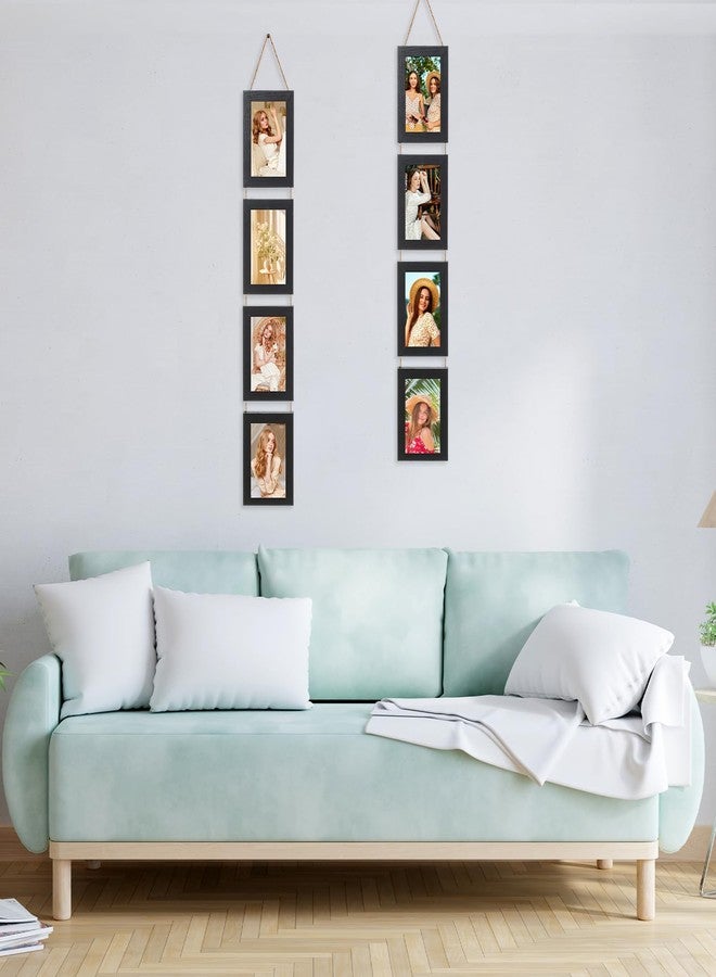 Caeuiciw 2 Packs Black 4x6 Hanging Picture Frames Set, 4 Openings Collage Photo Frames for Vertical 4 by 6 inch Pictures for Wall Decor - Image 4